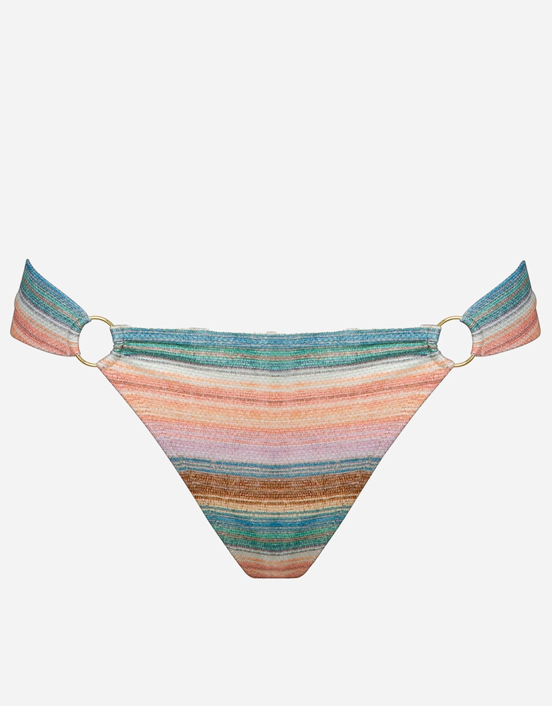 Pastel Sunset Ring Side Bikini Pant - Pink Stripe adjustable swim bottoms women, flattering bikini bottoms