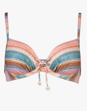Pastel Sunset Underwired Bikini Top - Pink Stripe full coverage swim tops, cute bikini tops