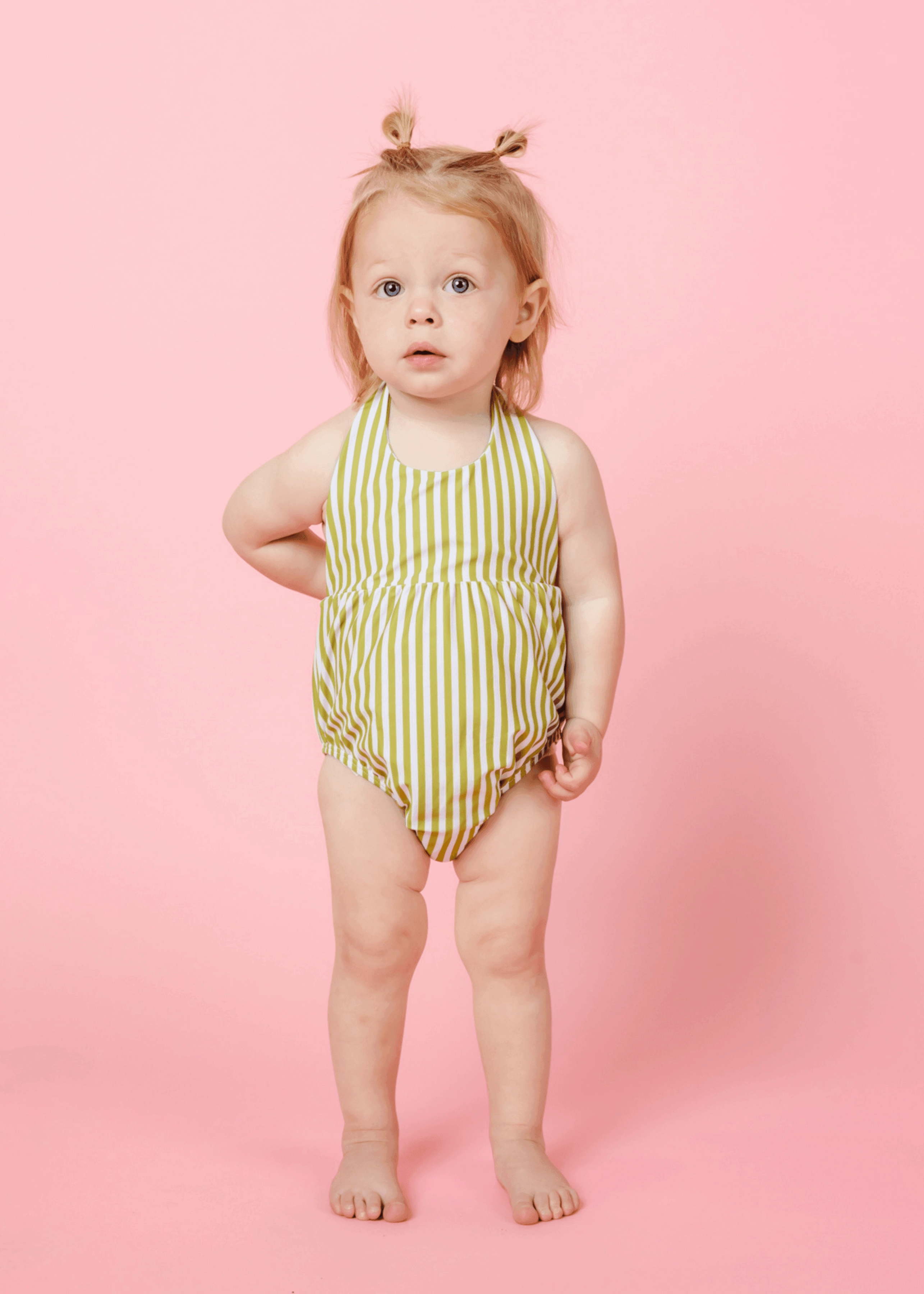 Pear Stripes | Baby Romper One-Piece cute girls swimsuits, stylish swimwear for girls