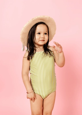 Pear Stripes | Mini Simply One-Piece cute girls swimsuits, stylish swimwear for girls