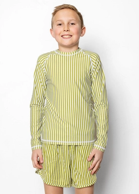 Pear Stripes | Youth Rashguard Top (Unisex) boys summer swimwear, boys rash guard swim sets