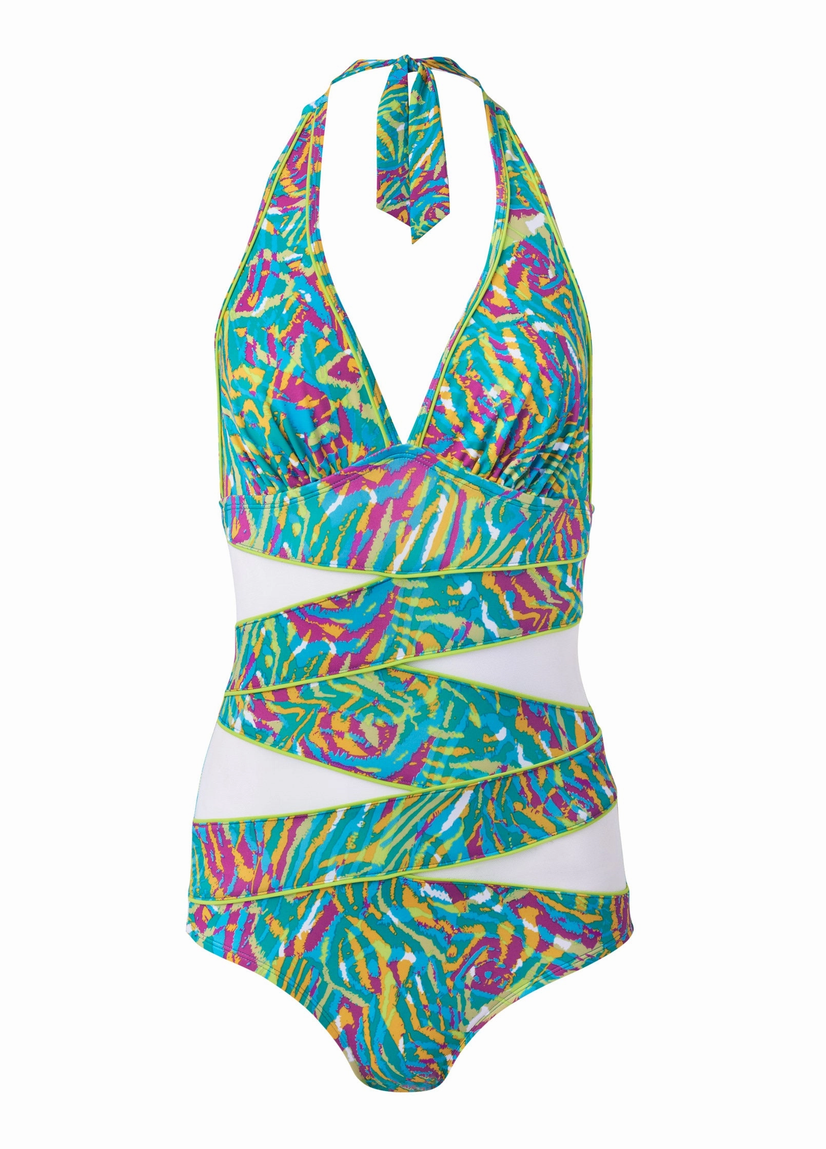 Peek-A-Boo Halter One-Piece - Tropical Twist
