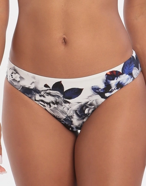 Picturesque Regular Bikini Bottom - Ink White swim shorts for women, stretch fit swim bottoms