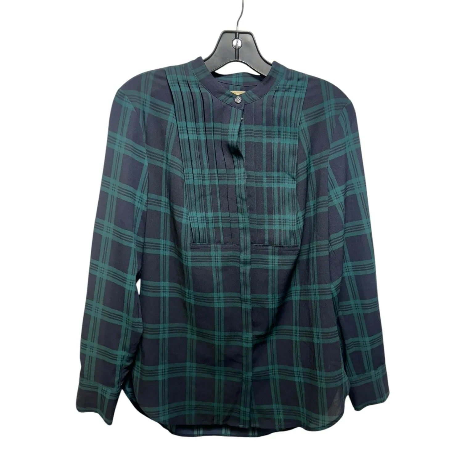 Pin Tuck Top Long Sleeve By J. Crew In Plaid Pattern, Size: S j crew