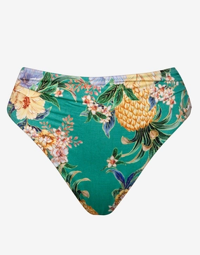 Pineapple Sea High Waist Bikini Pant - Tropical Breeze adjustable swim bottoms women, flattering bikini bottoms