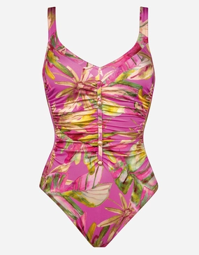 Pink Heart Moulded Detail Swimsuit - Pink Blush cup sized swimwear women, supportive swimsuits for large bust