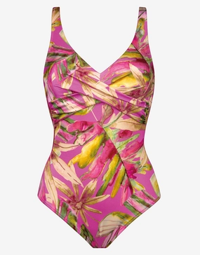 Pink Heart Wrap Front Swimsuit - Pink Blush cup sized swimwear women, supportive swimsuits for large bust