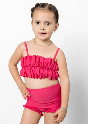 Pink Raspberry | Mini All Ruffled Up Bottoms cute girls swimsuits, stylish swimwear for girls