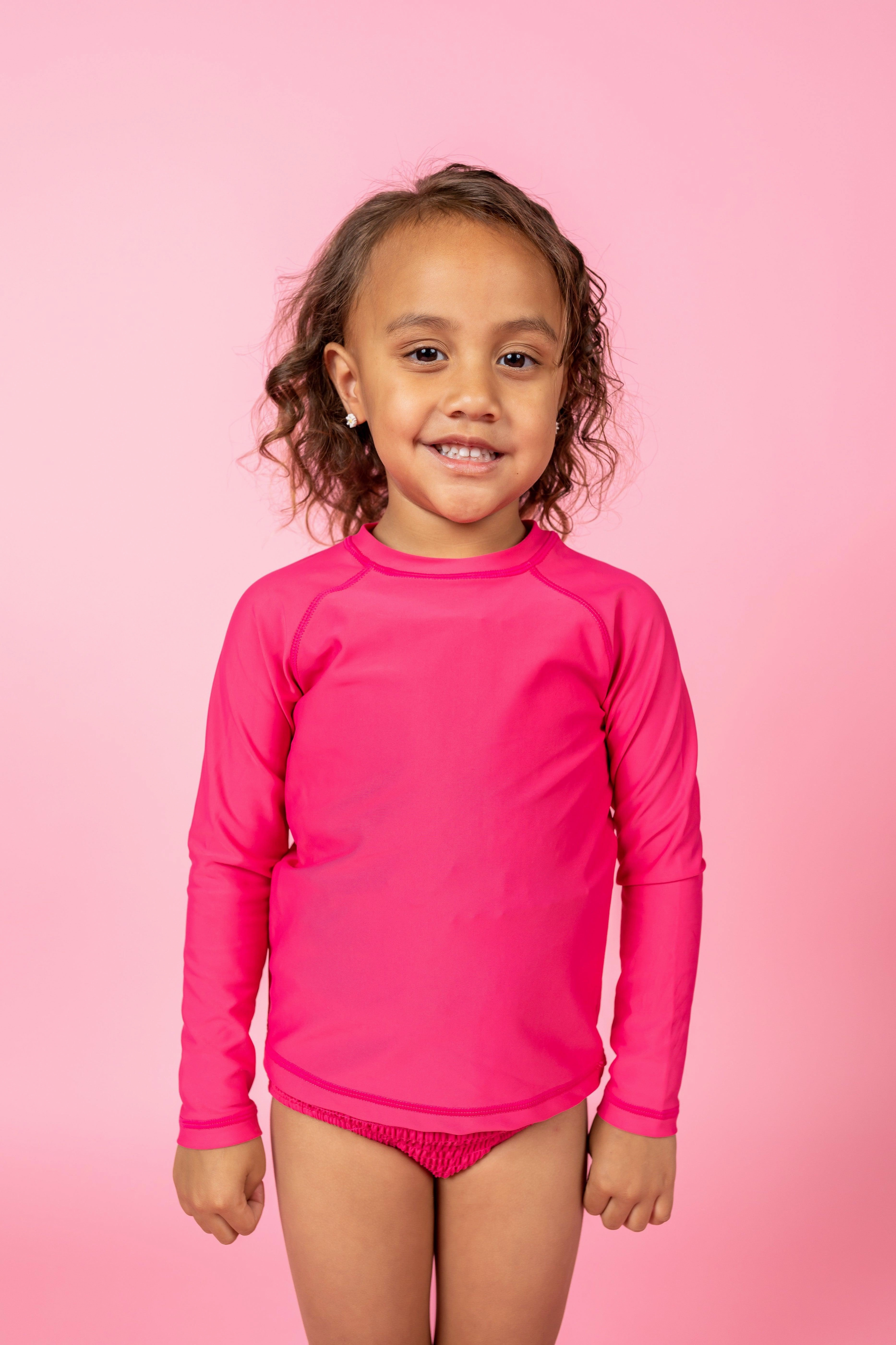 Pink Raspberry | Mini Rashguard Top (Unisex) boys summer swimwear, boys rash guard swim sets