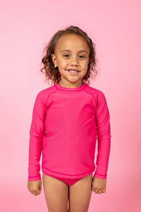 Pink Raspberry | Mini Rashguard Top (Unisex) boys summer swimwear, boys rash guard swim sets