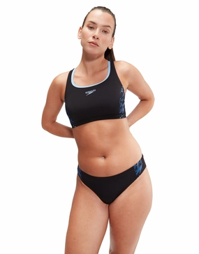 Placement Racerback 2 Piece Swimsuit - Black/Blue minimalistic swimsuits women, sleek swimwear styles
