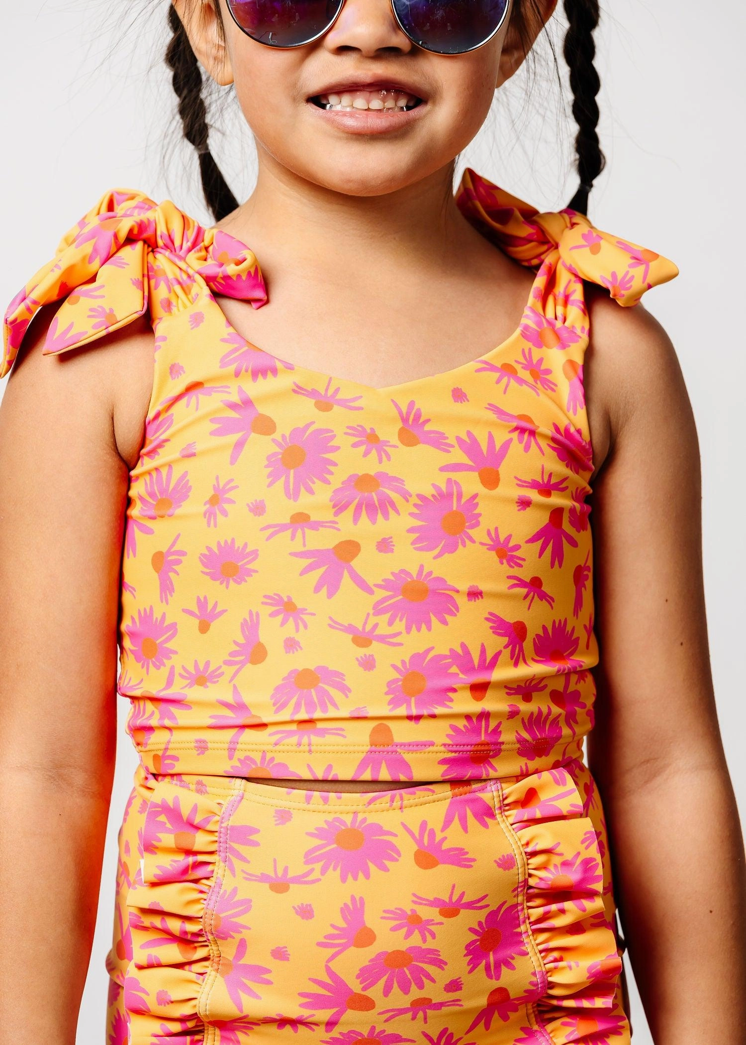 Playful Daisies | Mini Knot Top cute girls swimsuits, stylish swimwear for girls