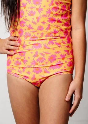 Playful Daisies | Youth High-Waisted Bottoms cute girls swimsuits, stylish swimwear for girls