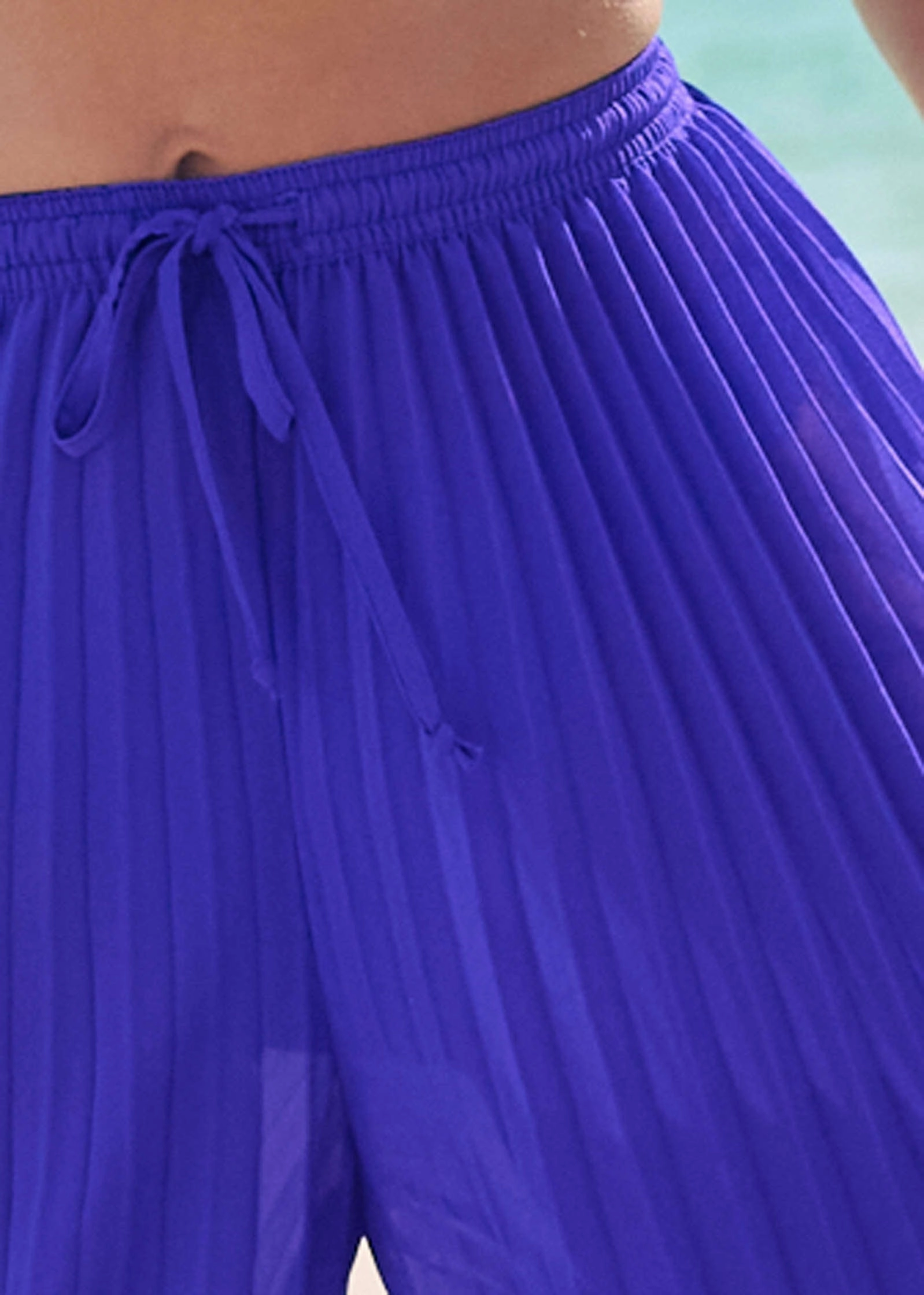 Pleated Cover-Up Pants - Cobalt Blue