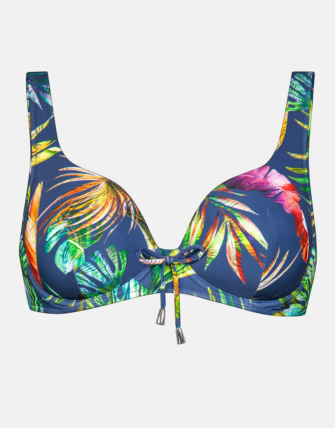Plunge Moulded Underwired Bikini Top - Indigo Rainbow full coverage swim tops, cute bikini tops