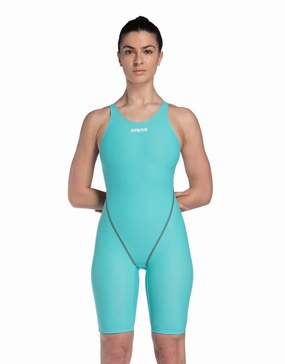 Powerskin ST NEXT Open Back - Aquamarine Blue minimalistic swimsuits women, sleek swimwear styles