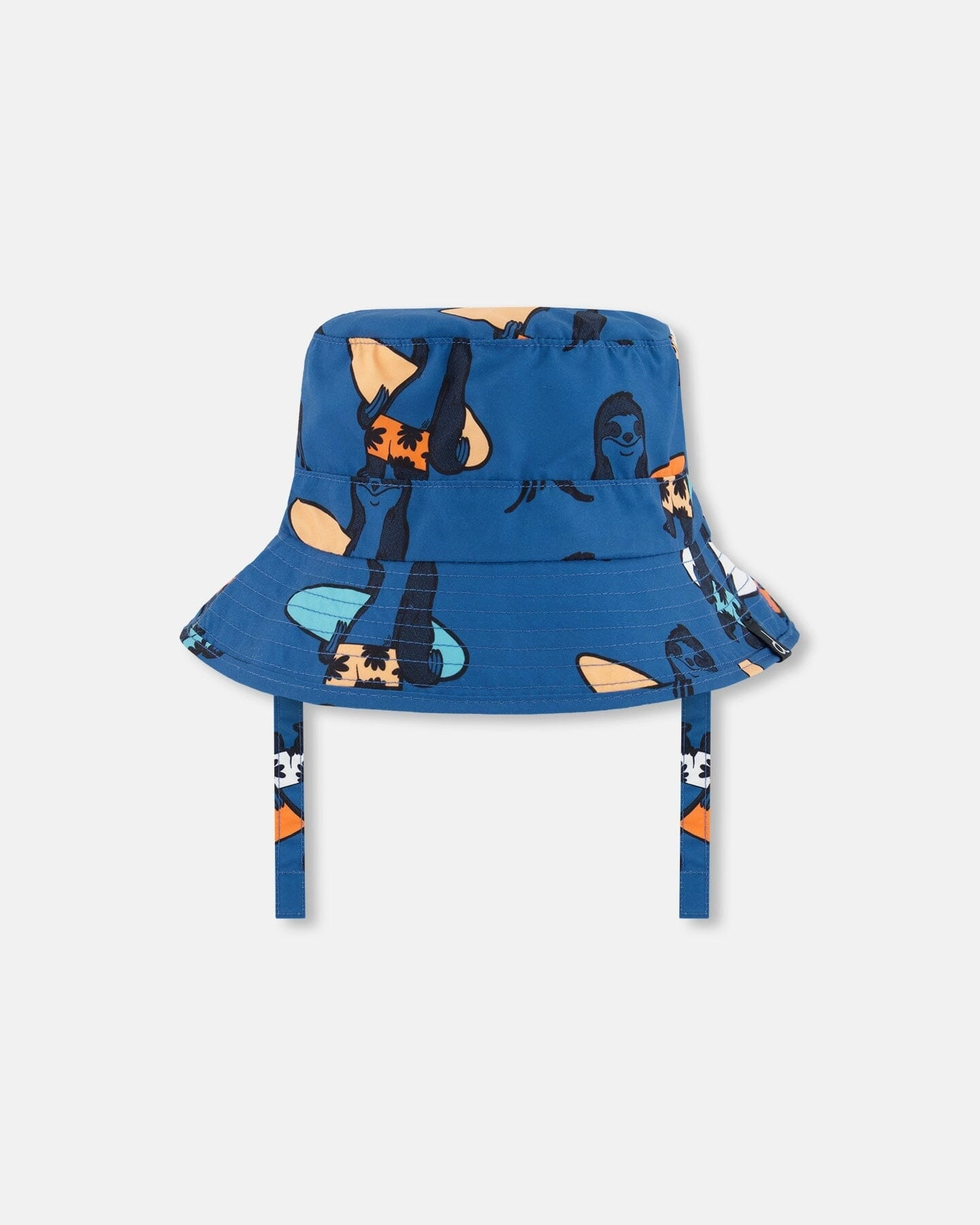 Printed Beach Hat Orange Sloths On Navy Blue boys swimwear sets, boys swim trunks
