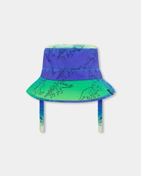 Printed Beach Hat Vibrant Blue And Green Dino boys swimwear sets, boys swim trunks