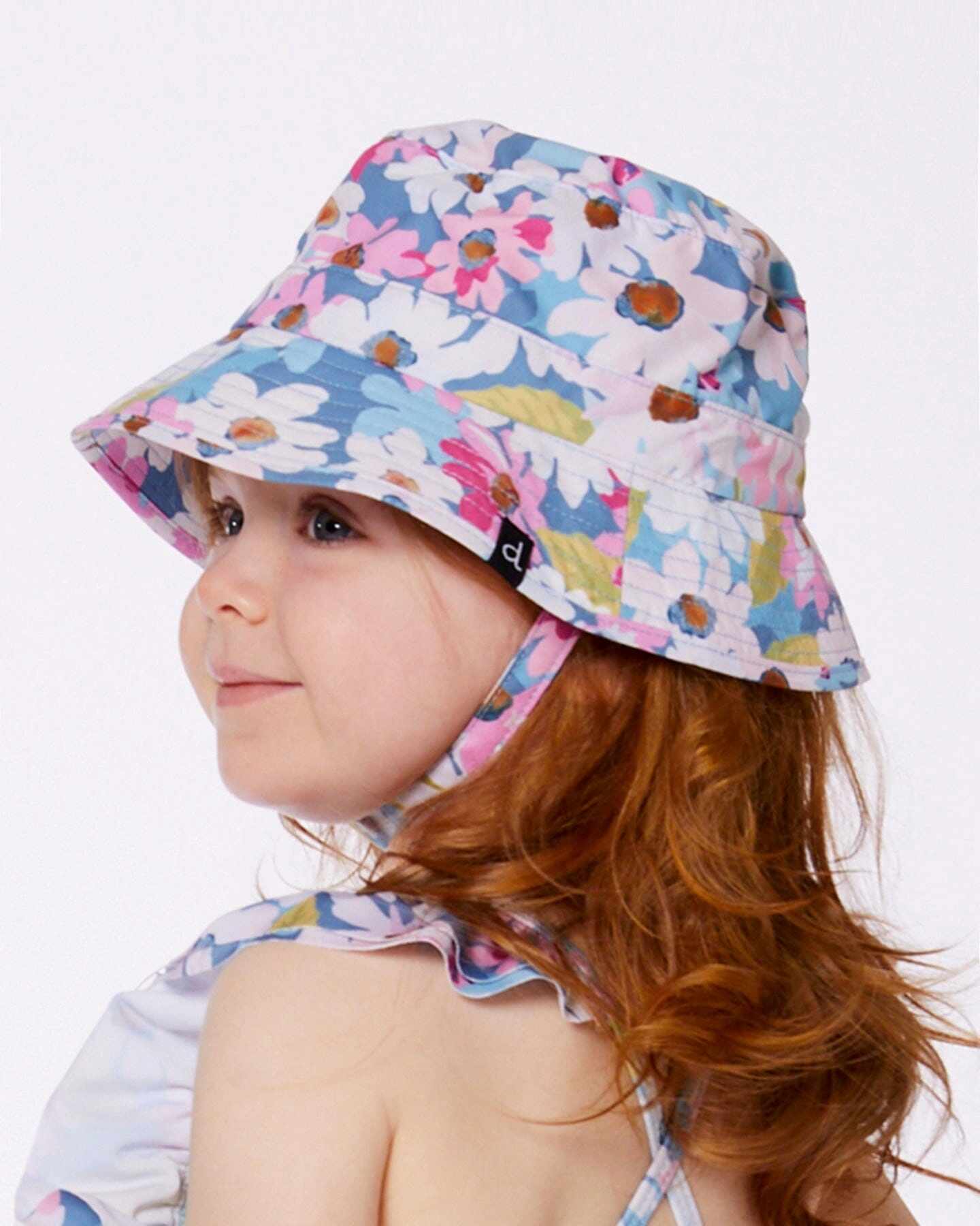 Printed Beach Sun Hat White, Pink, And Green Flowers