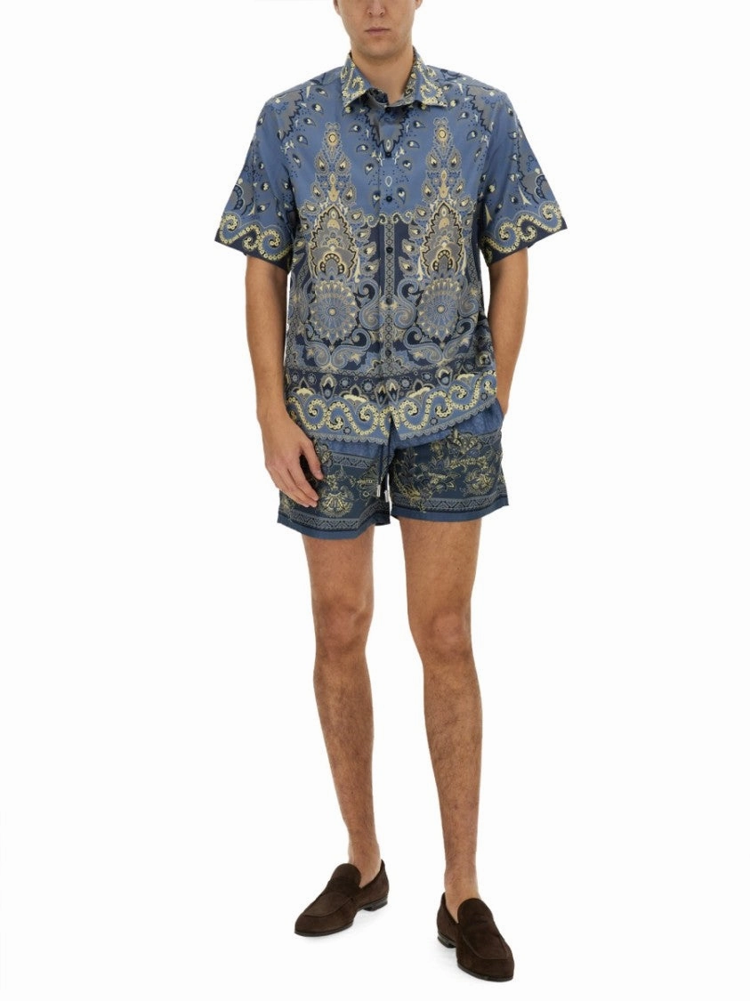 Printed Beach Swimsuit With Gold Detailing