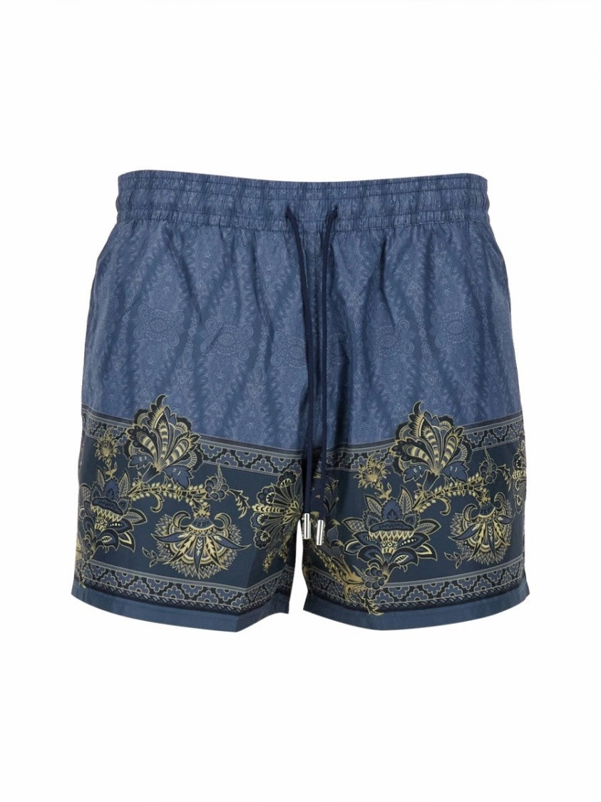 Printed Beach Swimsuit With Gold Detailing summer mens swimwear, mens athletic swimwear