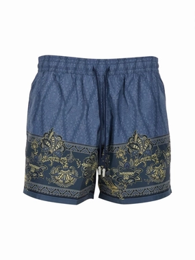 Printed Beach Swimsuit With Gold Detailing summer mens swimwear, mens athletic swimwear