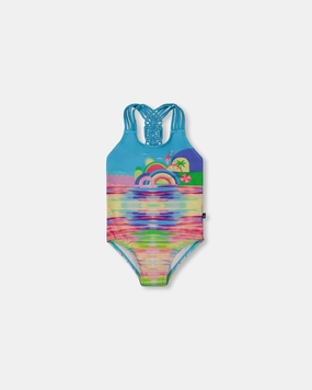 Printed One-Piece Swimsuit Multicolored cute swimsuits for teen girls, modest teen swimwear