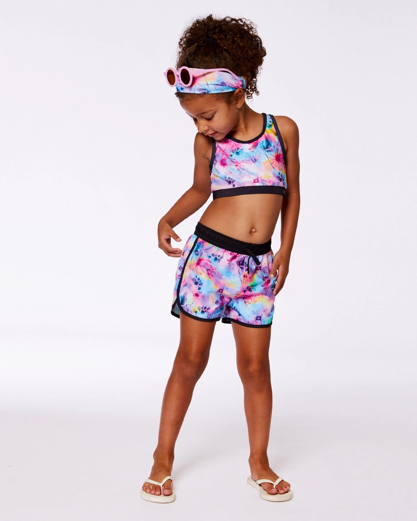 Printed Swim Shorts Butterflies On Multicolored And Black Background