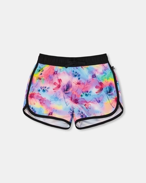Printed Swim Shorts Butterflies On Multicolored And Black Background cute swimsuits for teen girls, modest teen swimwear