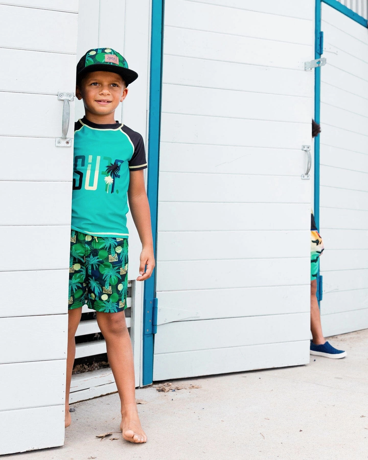 Printed Swim Trunks Green Jungle On Black
