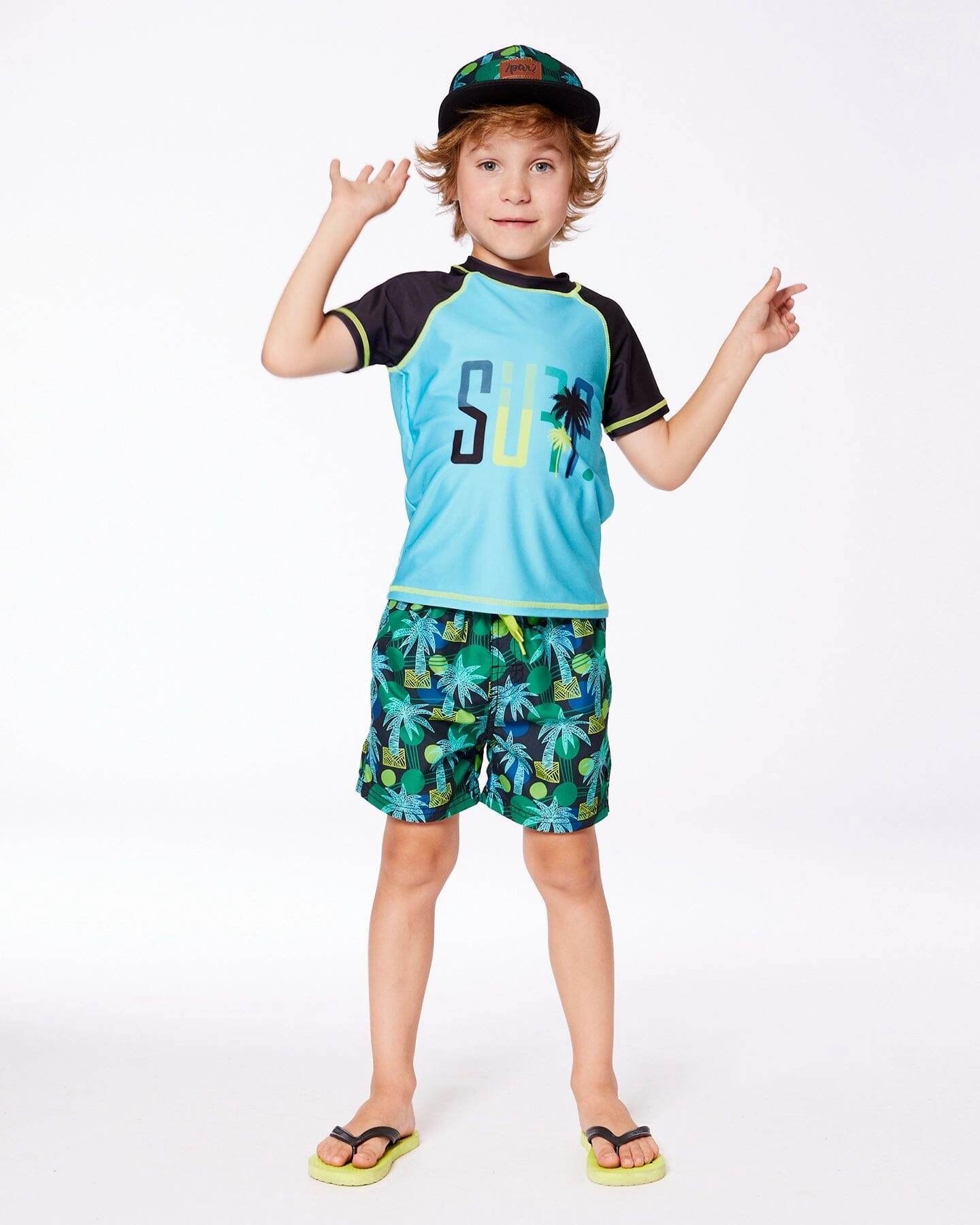 Printed Swim Trunks Green Jungle On Black
