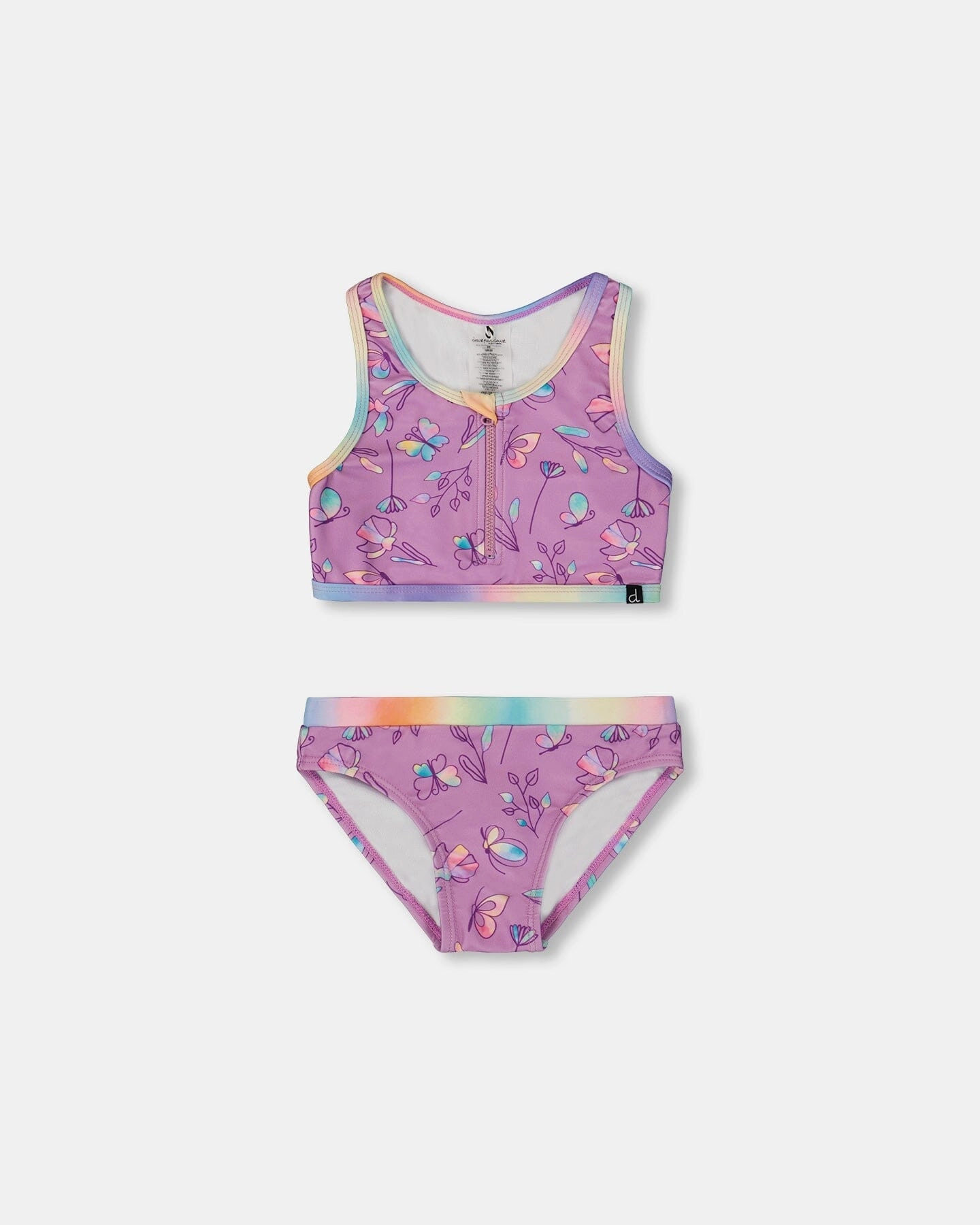 Printed Two-Piece Swimsuit Old Mauve And Multicolored Butterflies stylish teen girl swimsuits, teen girls swimwear sets