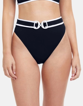 Profile California Girl Belted Bikini Pant - Black adjustable swim bottoms women, flattering bikini bottoms