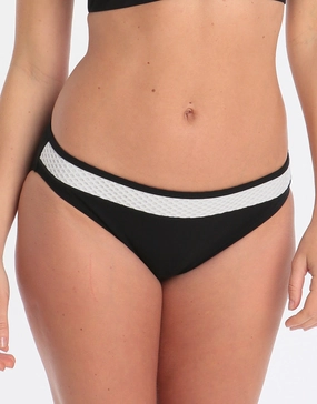 Profile Formula One Sports Brief - Black White swim shorts for women, stretch fit swim bottoms