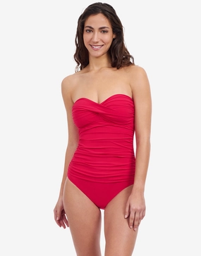 Profile Tutti Frutti Bandeau Swimsuit - Rose Red bandeau swimsuits for women, strapless swimwear tops