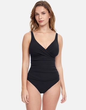 Profile Tutti Frutti V Neck Swimsuit - Black tummy control swimwear women, slimming swimsuits