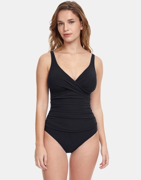 Profile Tutti Frutti V Neck Swimsuit - Black padded swimwear for women, padded bikini tops