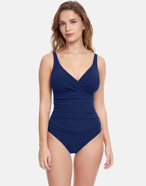 Profile Tutti Frutti V Neck Swimsuit - Navy padded swimwear for women, padded bikini tops