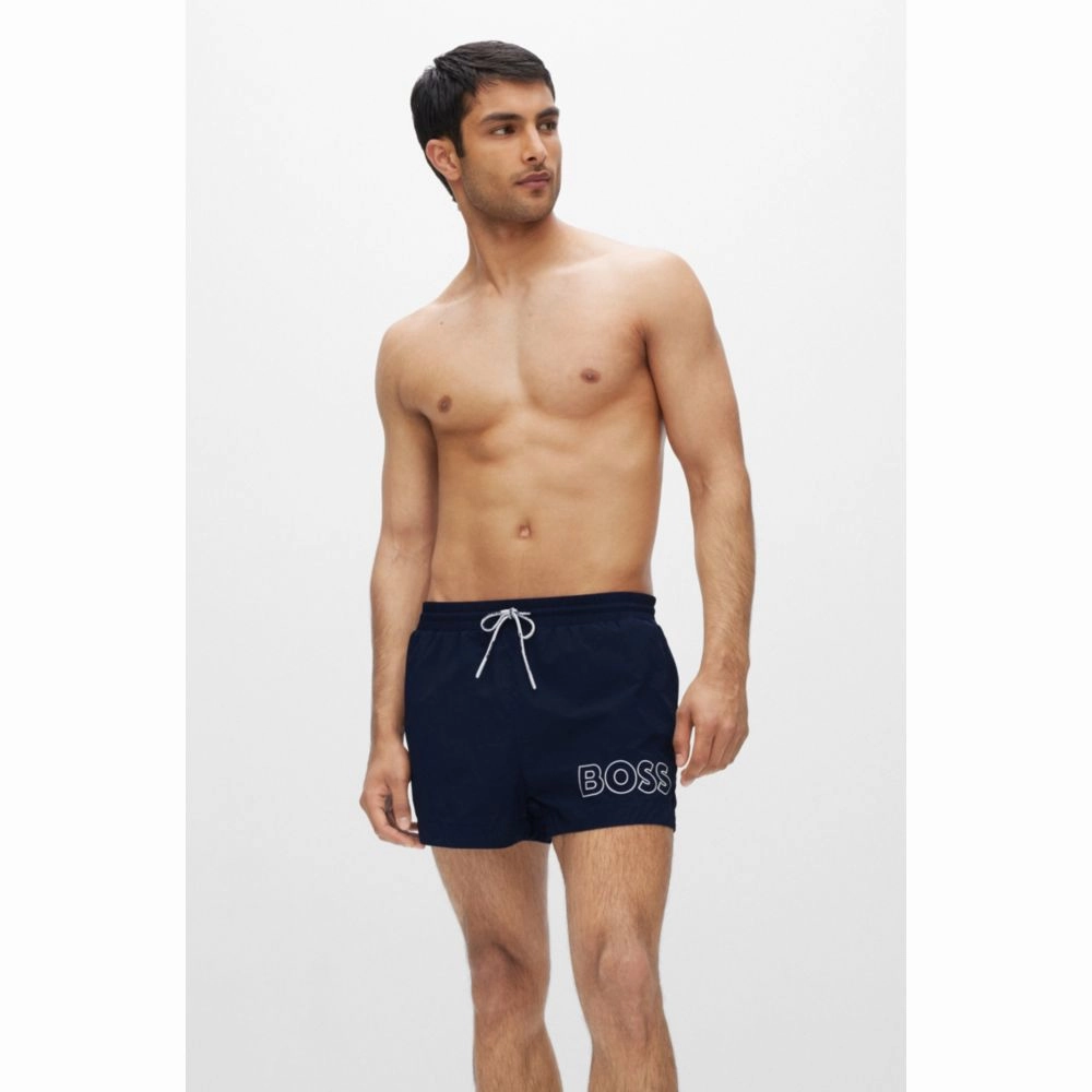 Quick-drying swim shorts with outline logo