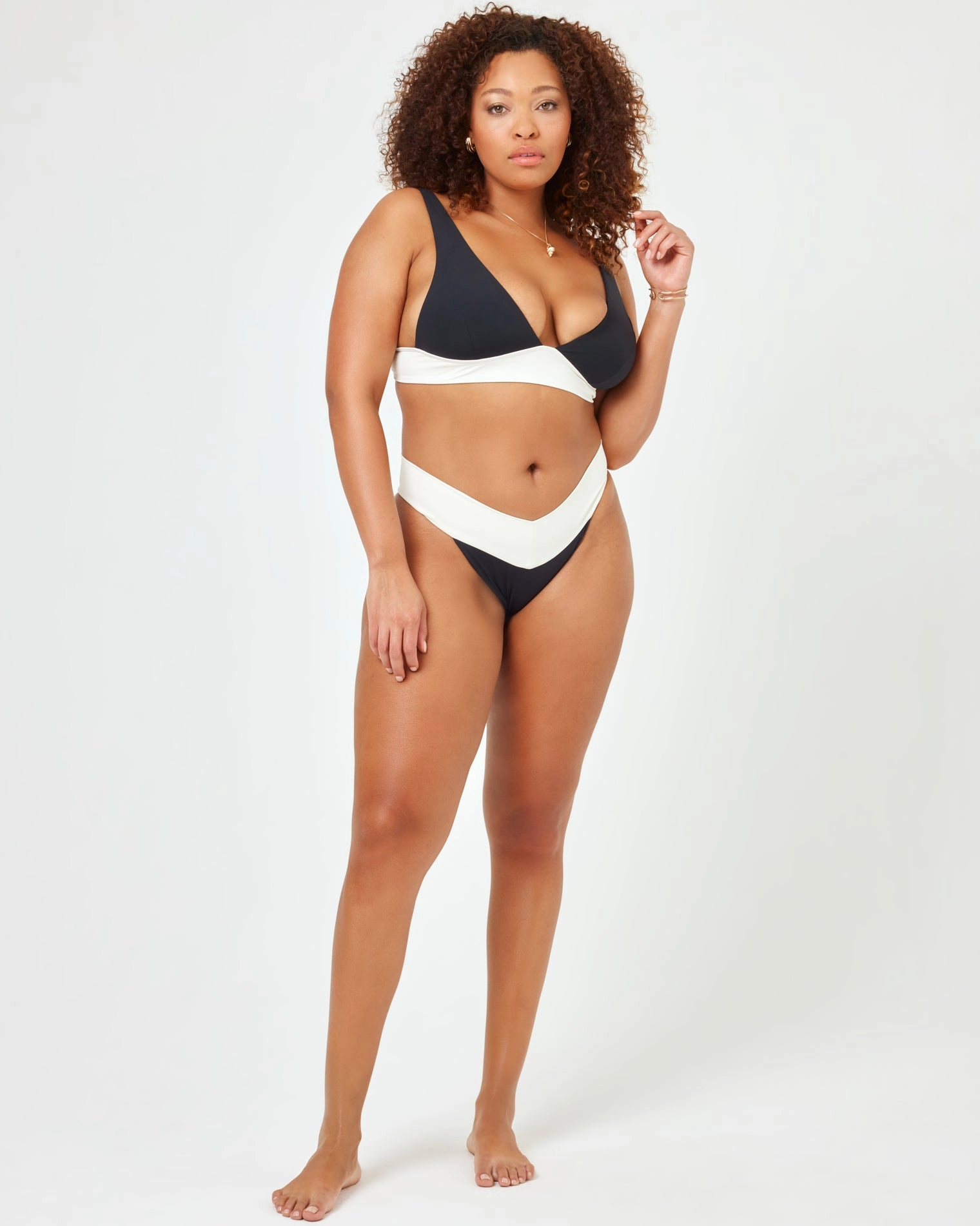 Quinn Bikini Bottom - Black-Cream