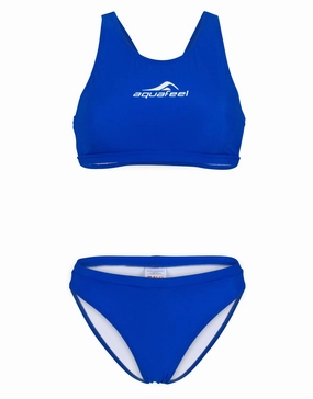 Racerback Bikini Set - Royal Blue minimalistic swimsuits women, sleek swimwear styles