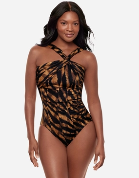 Raya De Safari Europa Swimsuit - Black Brown bandeau swimsuits for women, strapless swimwear tops