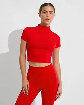 Rays Short Sleeve Top - Sweet Chili Heat sleek design swimwear for women, minimalist swim styles