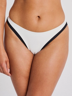 Recycled Rib High Leg Contrast Bikini Bottom basic swimsuits for women, durable swimwear for ladies