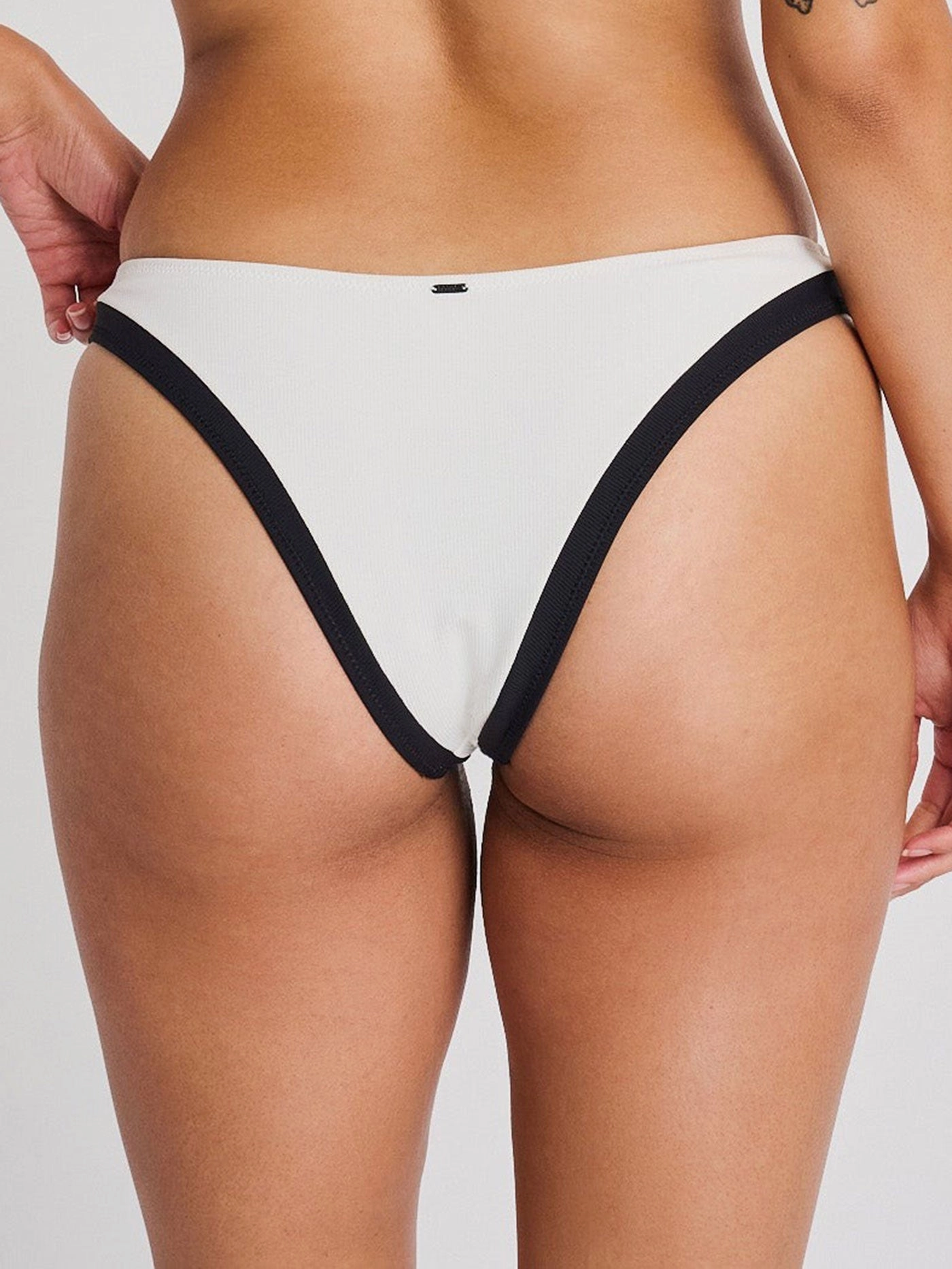Recycled Rib High Leg Contrast Bikini Bottom
