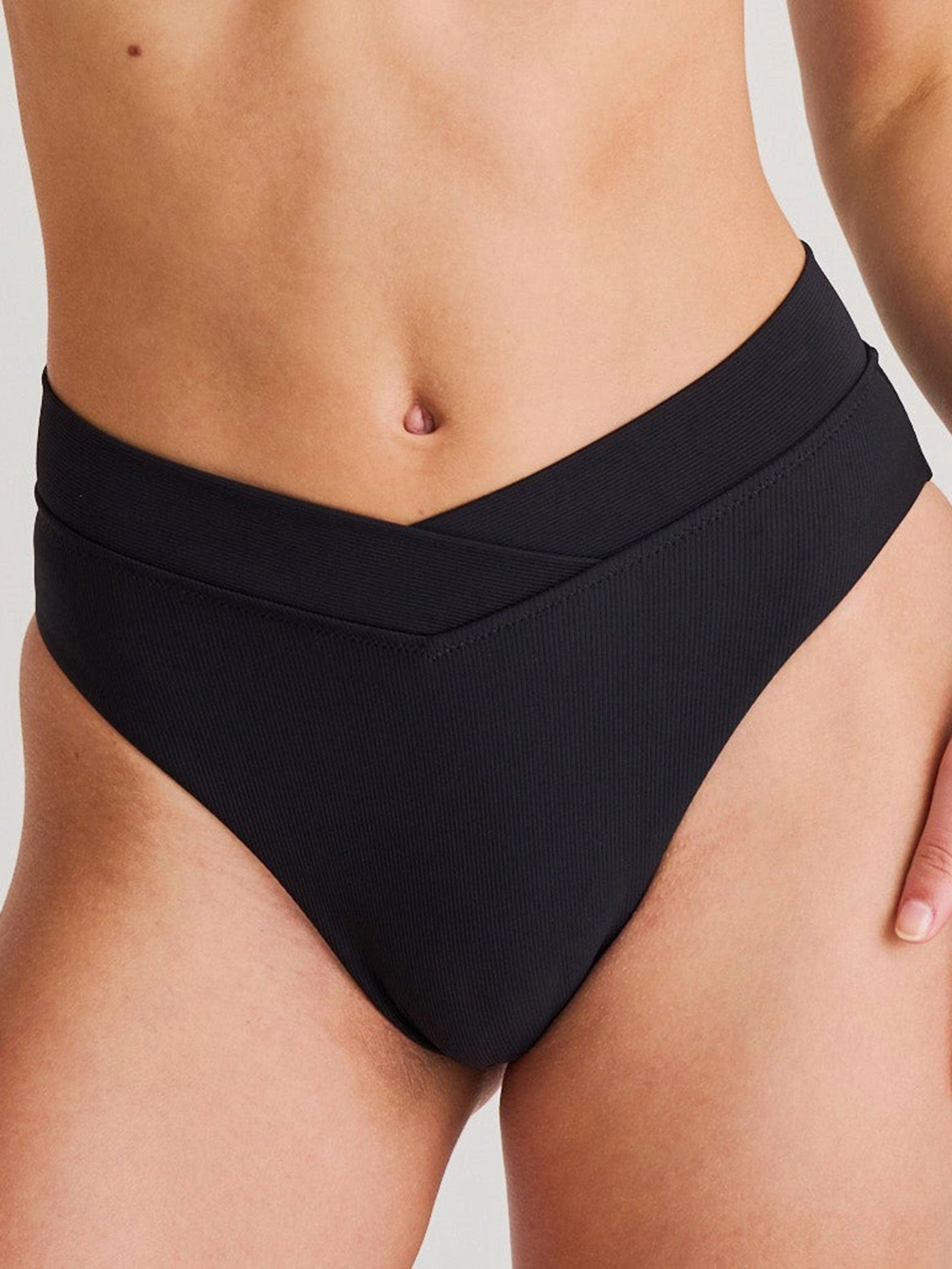 Recycled Rib High Leg Overlap Bikini Bottom
