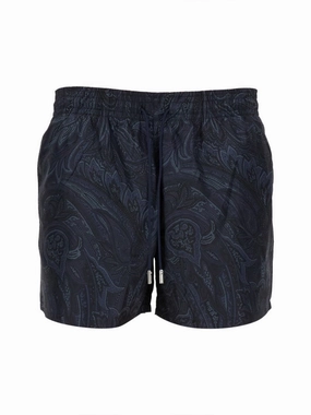 Relaxed Fit Black Paisley Swimsuit summer mens swimwear, mens athletic swimwear