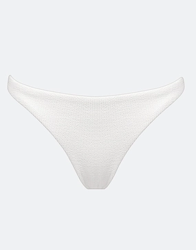 Retro Purity Bikini Bottom - White swim shorts for women, stretch fit swim bottoms