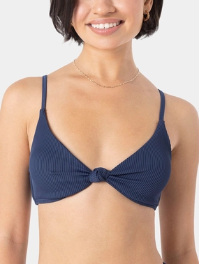 Rib Roxy Love Knot Bralette Bikini Top basic swimsuits for women, durable swimwear for ladies