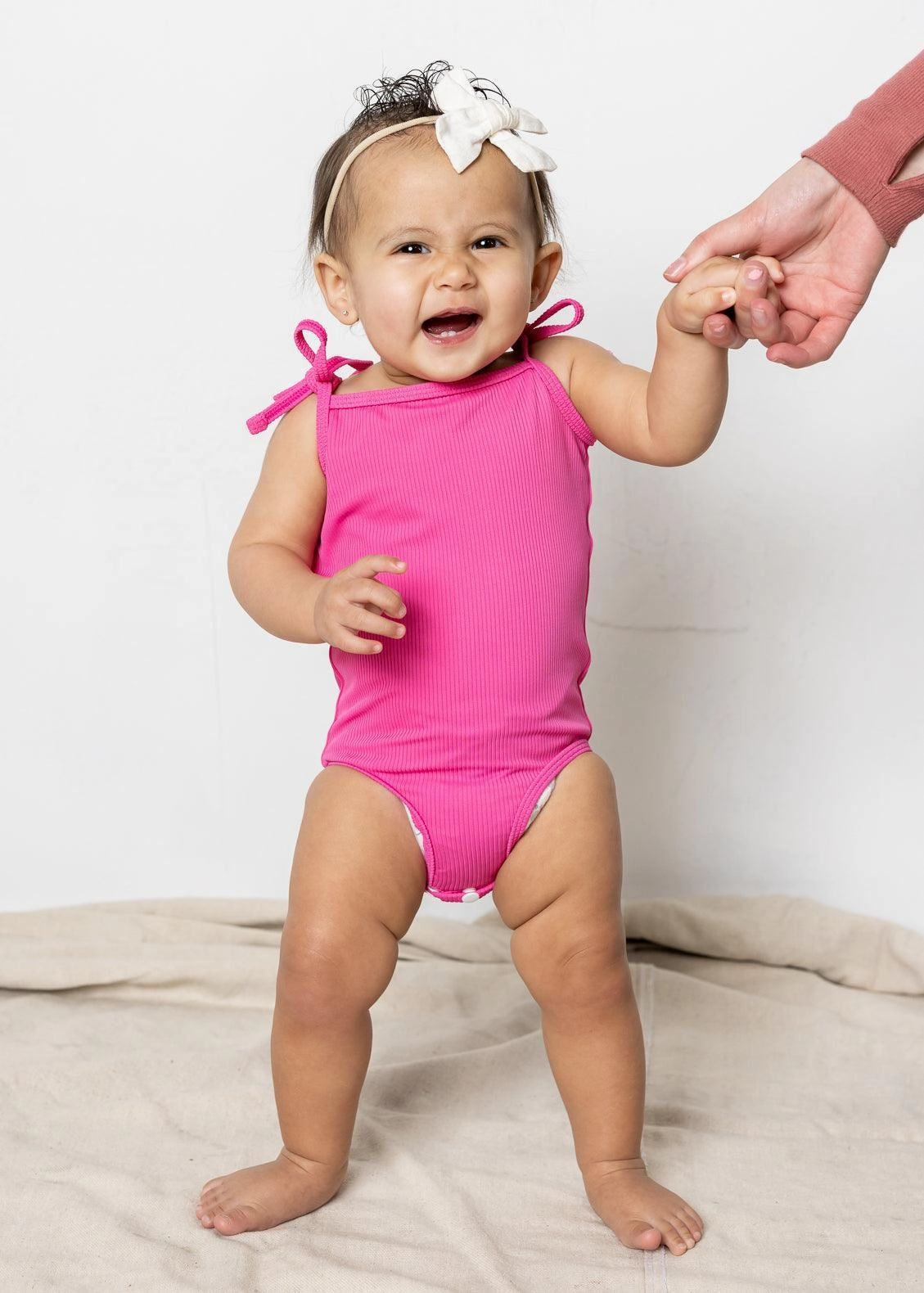 Ribbed Azalea Pink | Baby Simply One-Piece